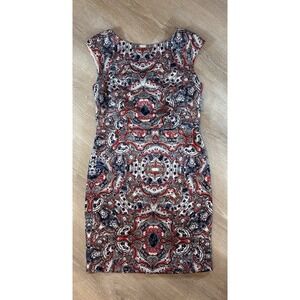 The Limited Paisley Bodycon Dress Sleeveless V Neck‎ Career Cocktail Party Sz 8